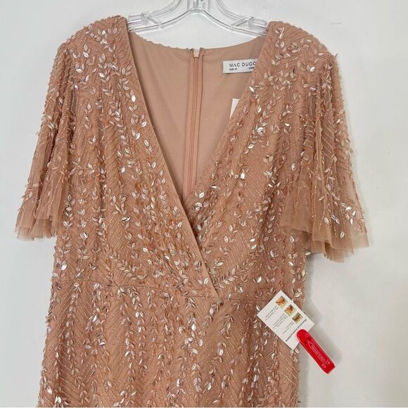 Mac Duggal 35109 Size 14W(18) Leafy Embellished Flutter Sleeves Gown - Picture 5 of 10